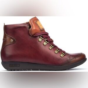 PIKOLINOS Lisboa Burgundy and Brown Ankle Boots